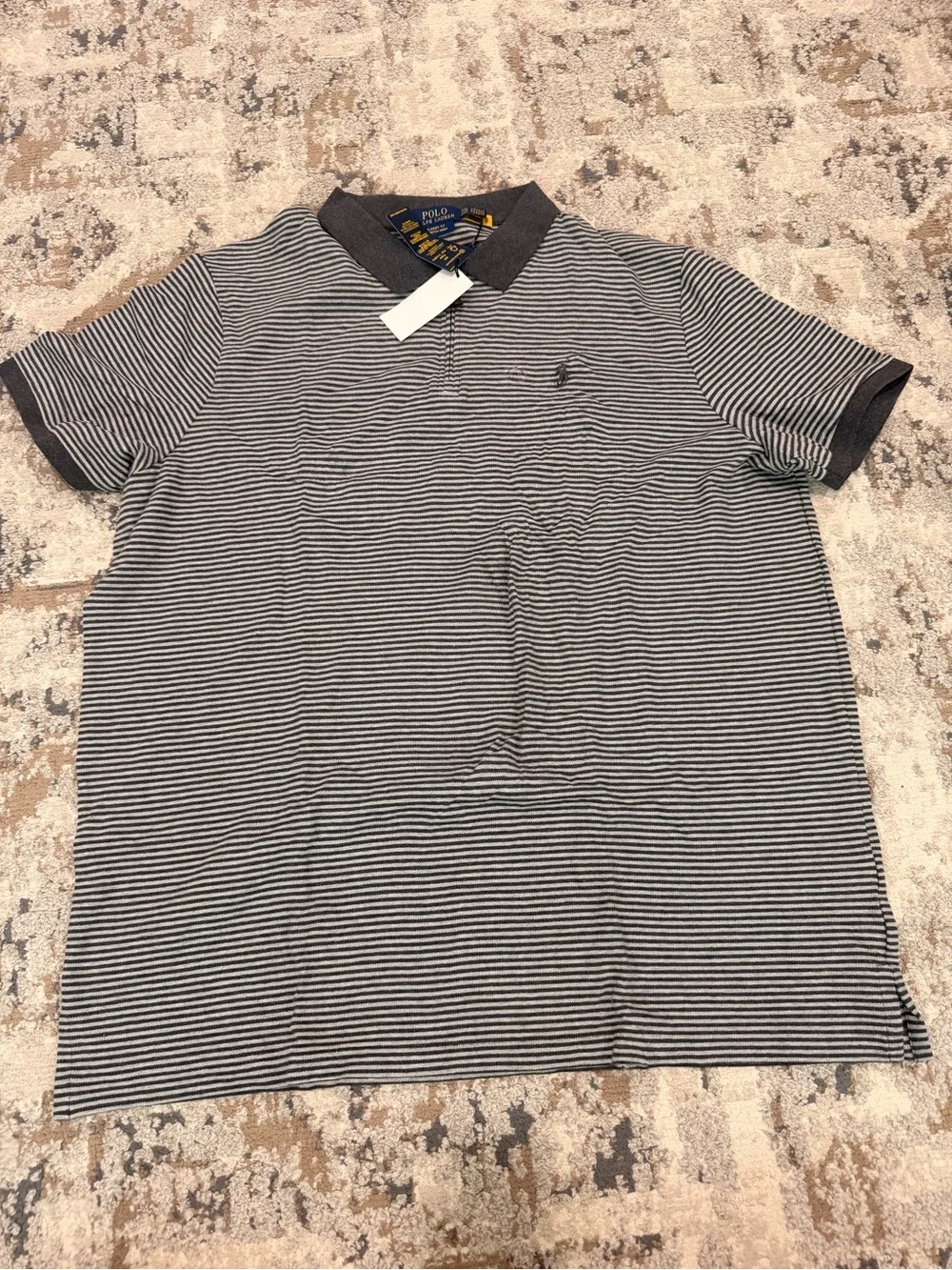 Striped Stretch Mesh Polo Shirt